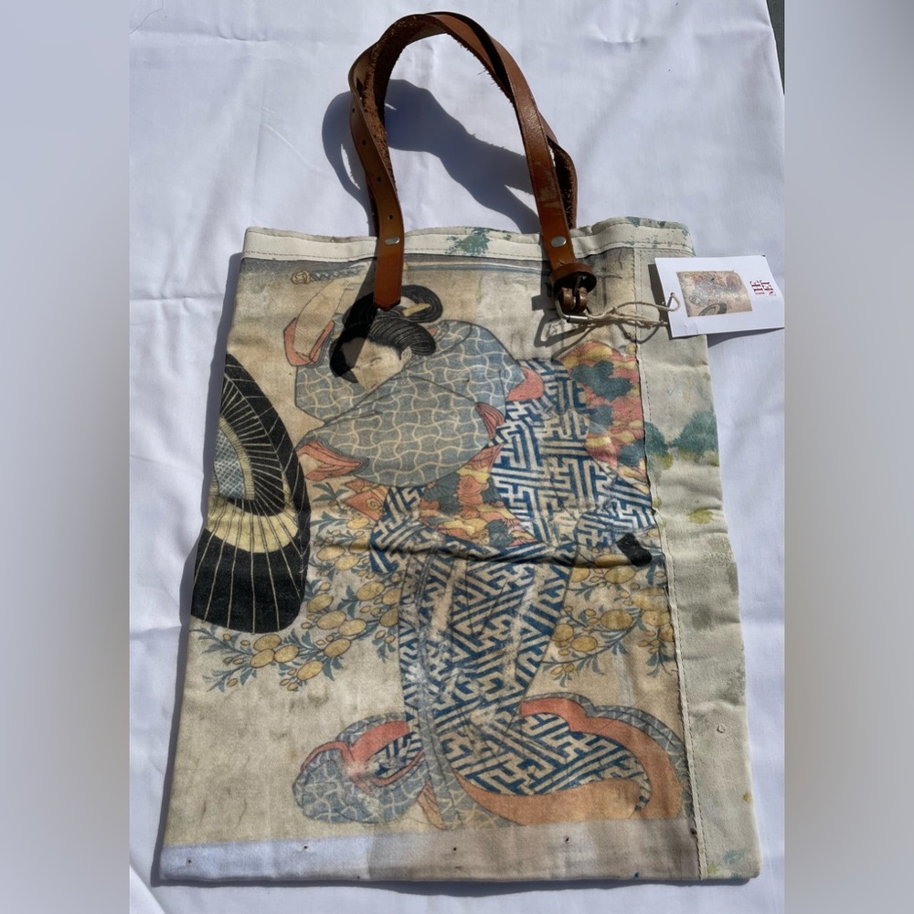 Swarmhome of Amsterdam Japanese Prints Tote Bag Woman With Sword , Linen Bag
